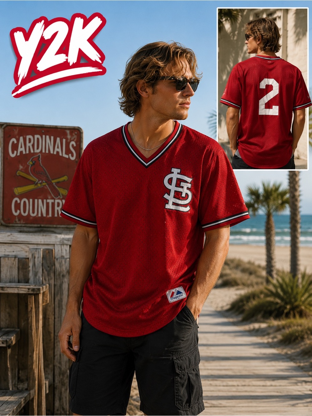 Vintage Majestic St. Louis Cardinals #2 Mesh Jersey Men’s Lg Y2K MLB